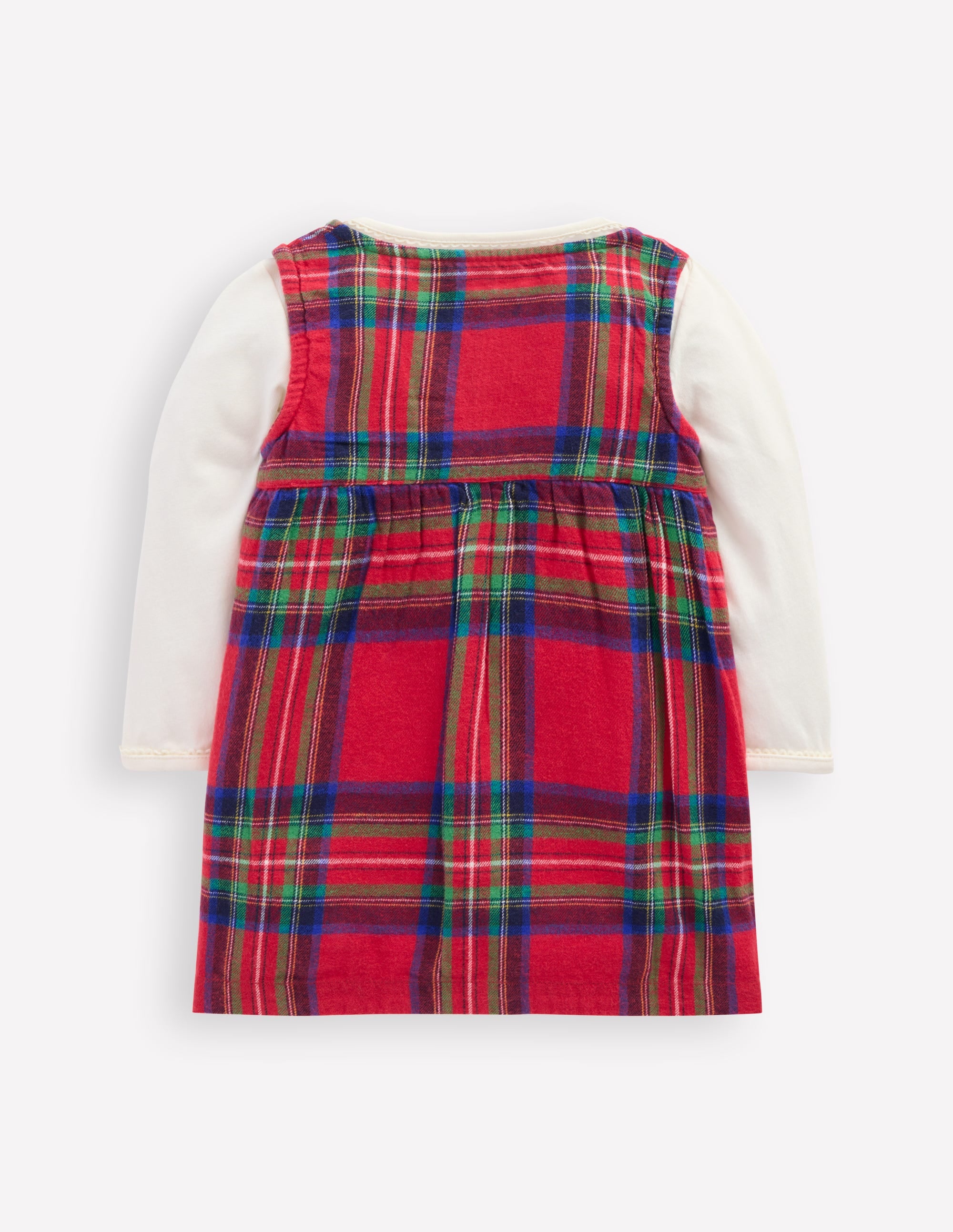 Woven Pinny Dress Set-Red Check - Image 2