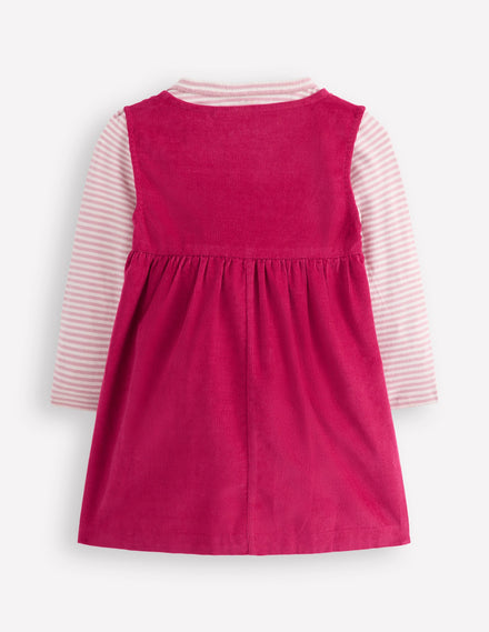 Woven Pinny Dress Set-Bright Cherry Kittens