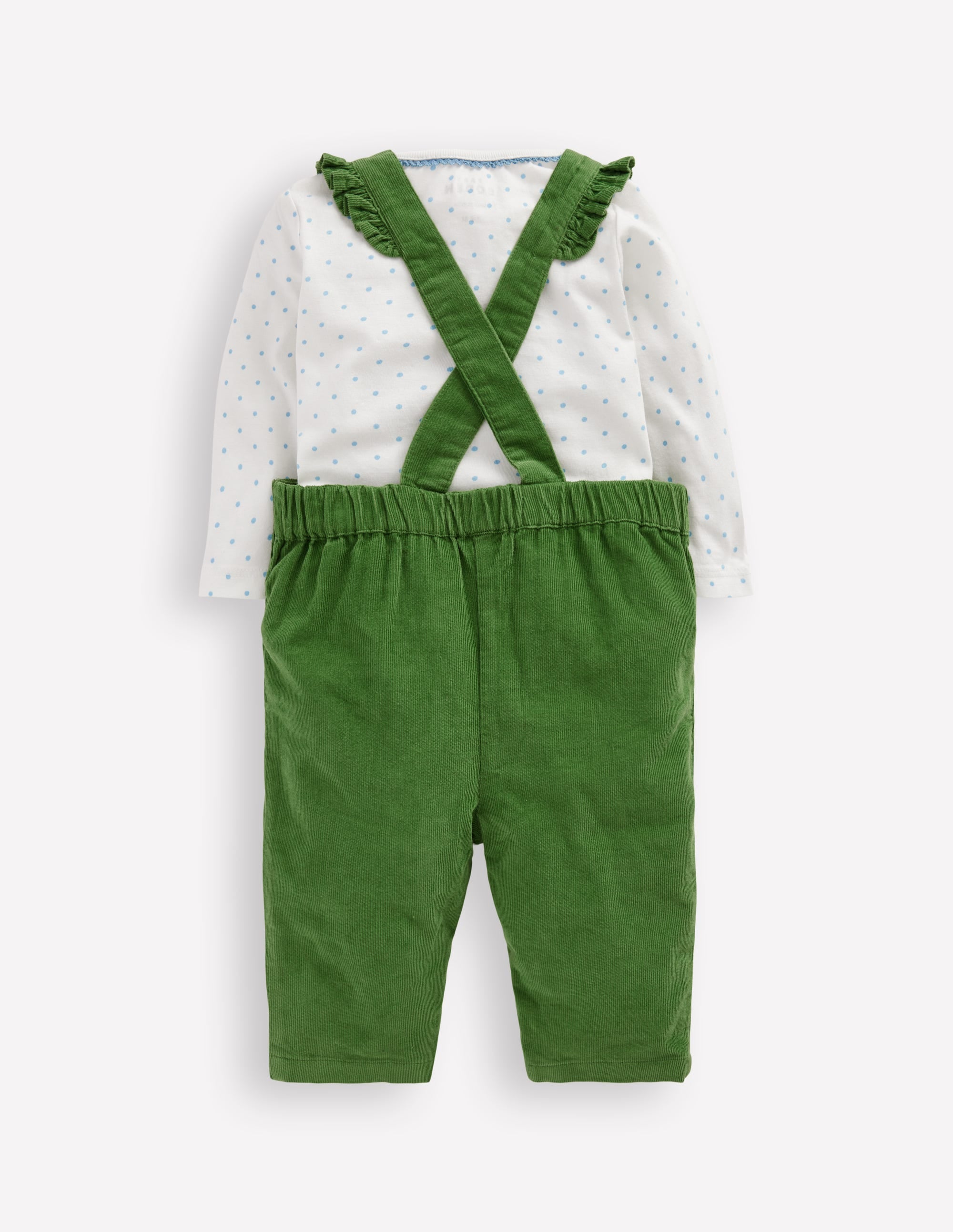 Woven Dungaree Set-Broccoli Green Embroidered - Image 2