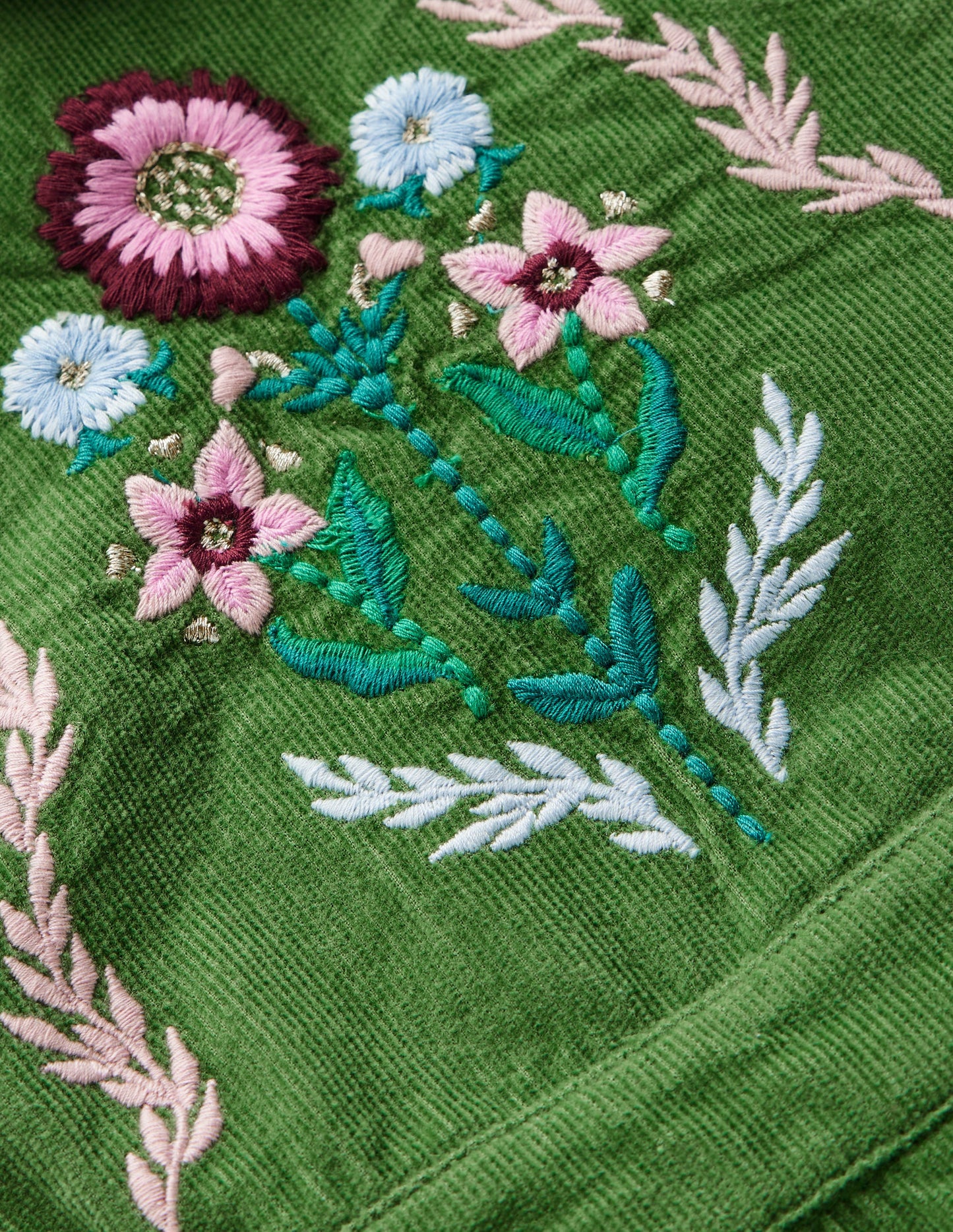 Woven Dungaree Set-Broccoli Green Embroidered