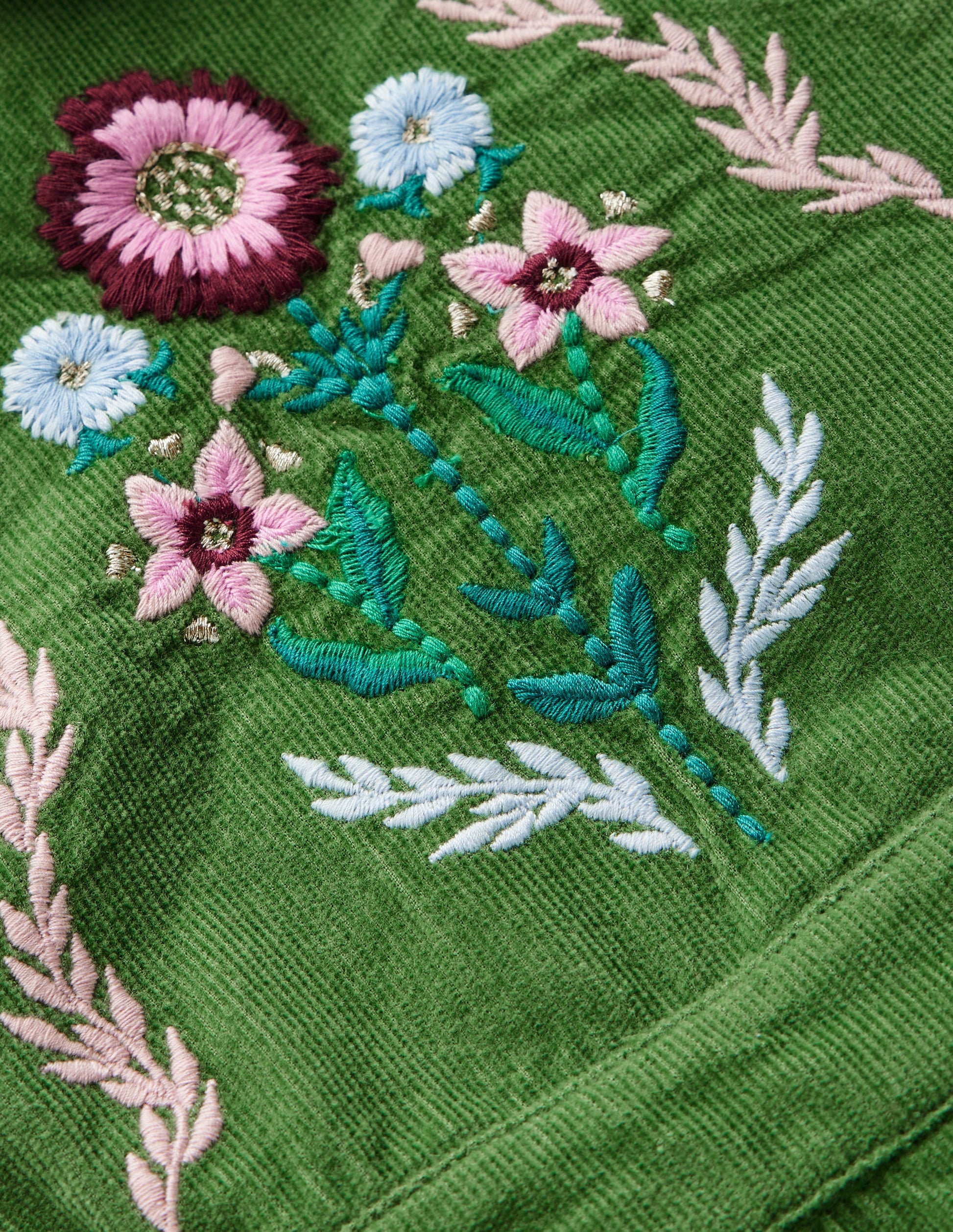 Woven Dungaree Set-Broccoli Green Embroidered-3
