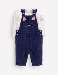 Woven Dungaree Set-Navy Cat