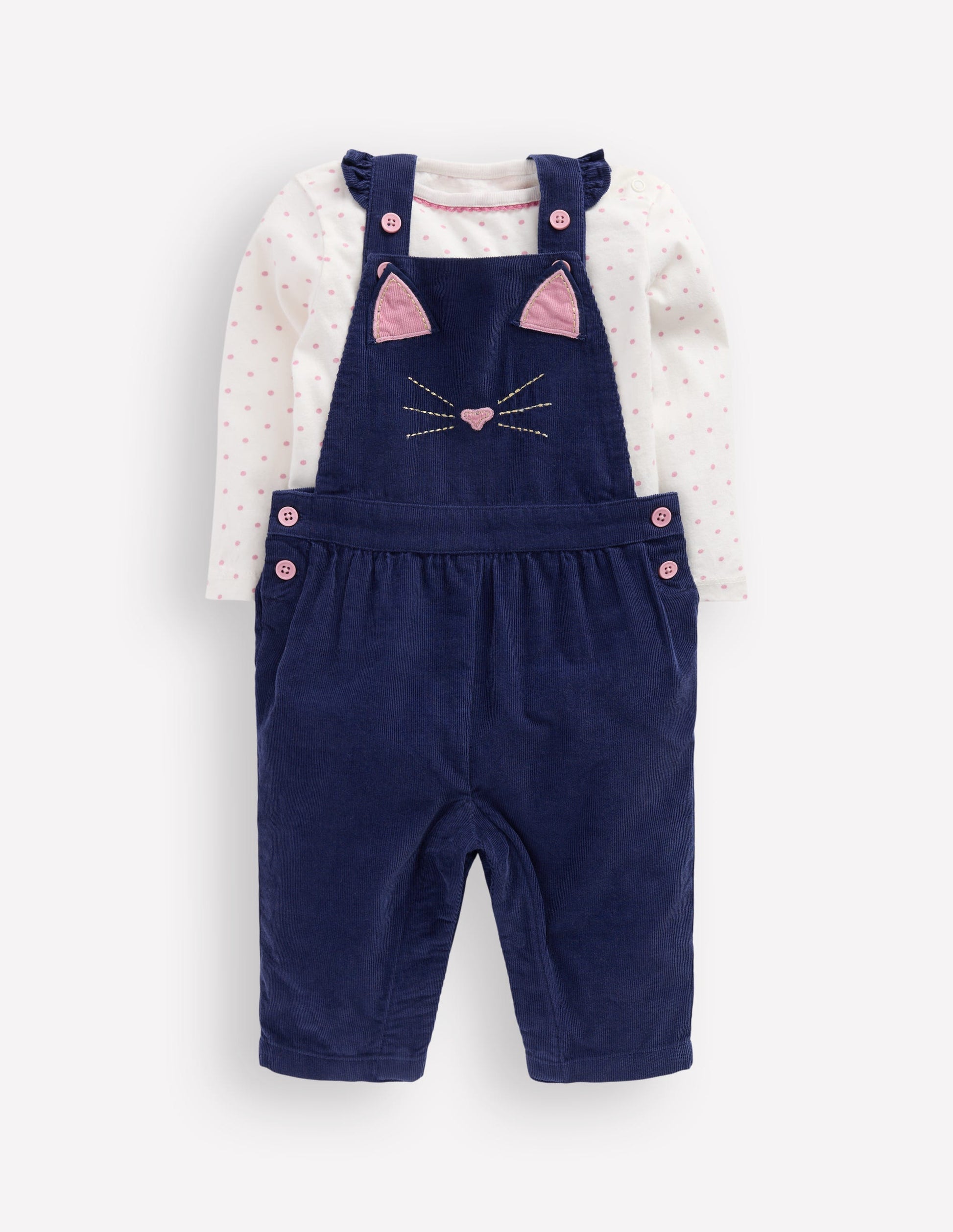 Woven Dungaree Set-Navy Cat-2