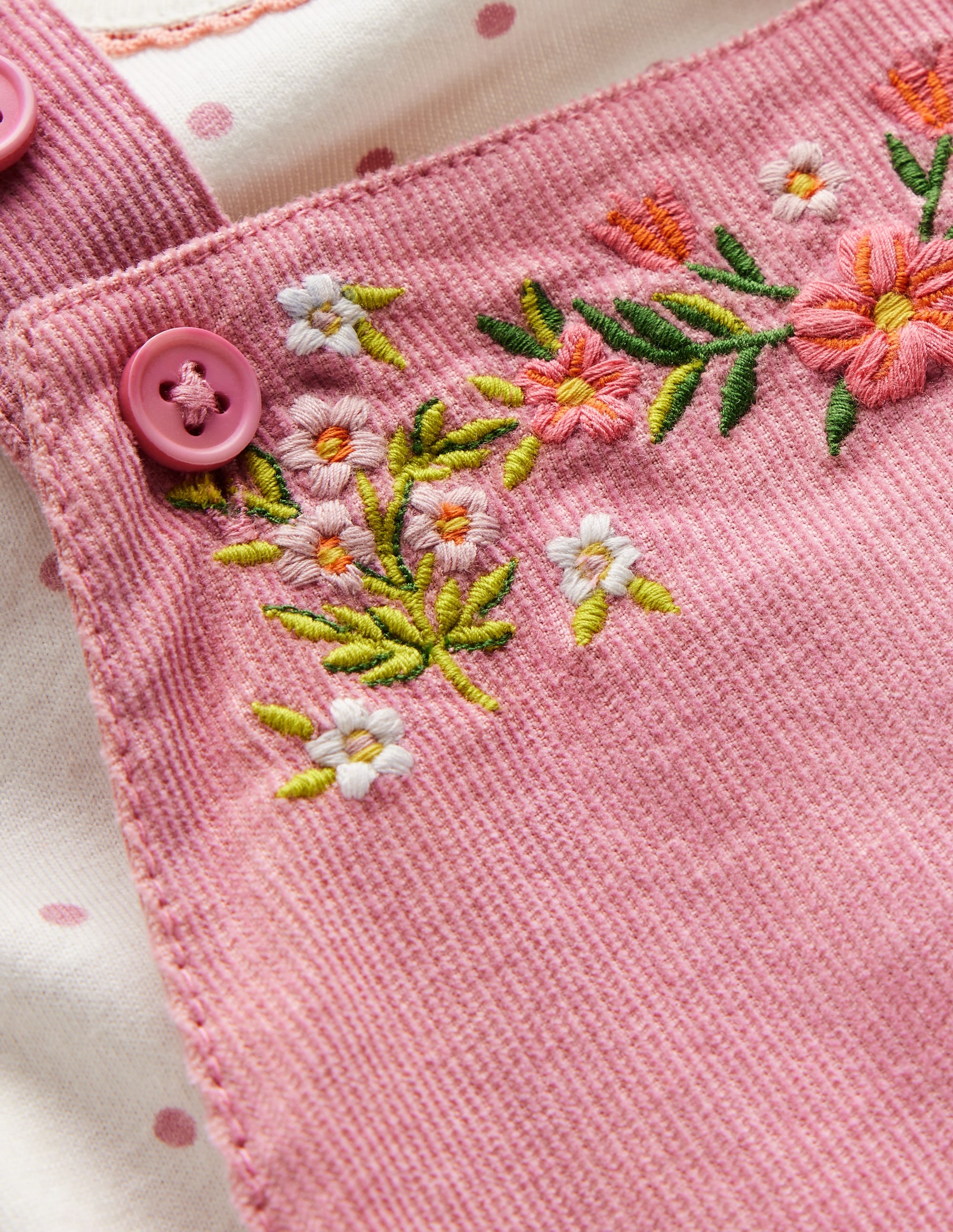 Woven Dungaree Set-Pink Haze Floral Embroidery - Image 3