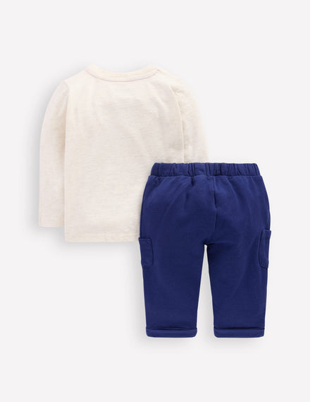 Appliqué Jersey Play Set-Oatmeal Marl Train