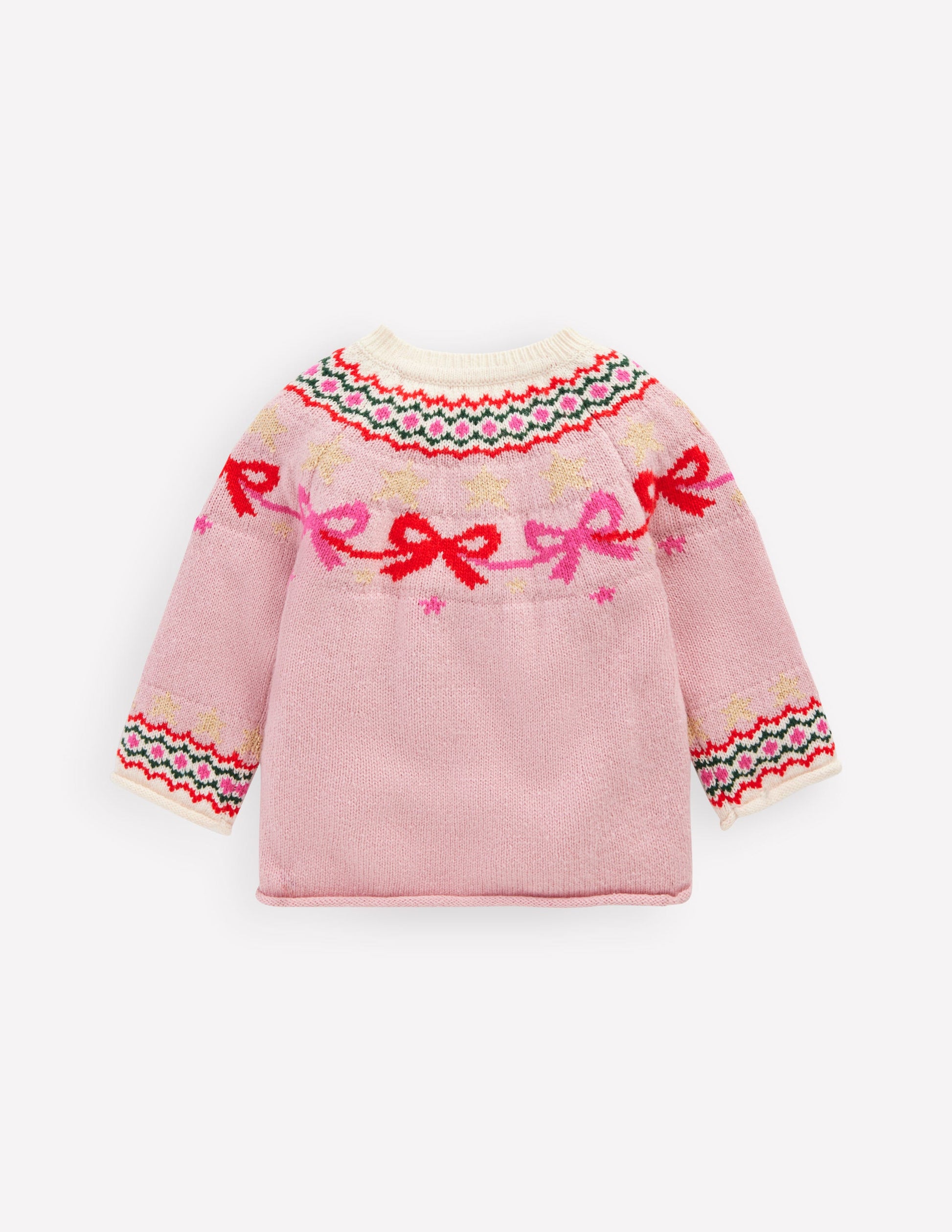 Edie Fair Isle Cardigan-Vintage Pink Bows-2
