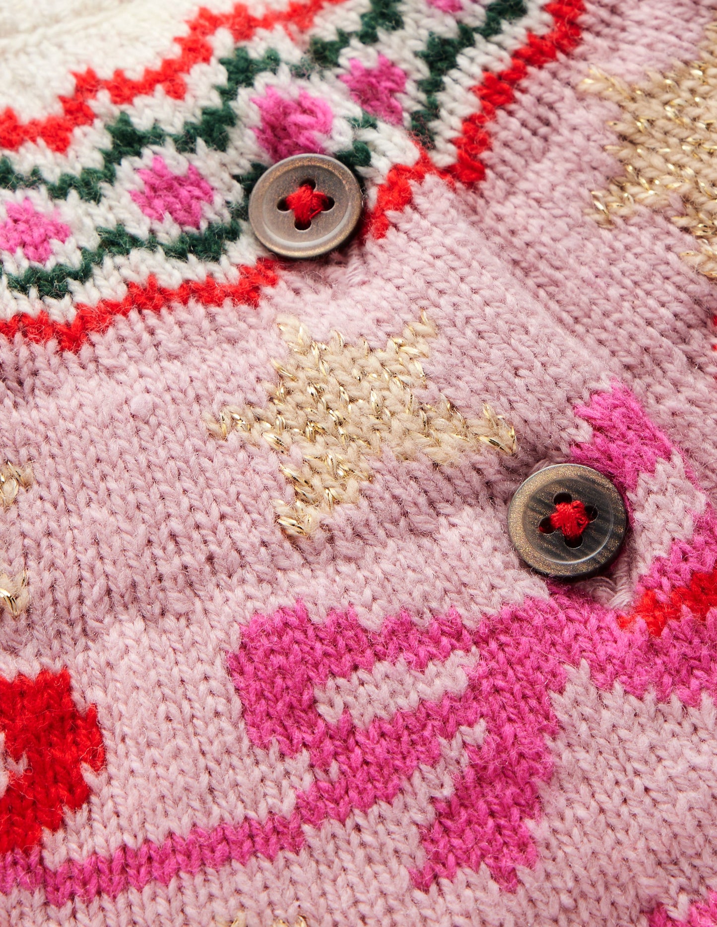 Edie Fair Isle Cardigan-Vintage Pink Bows