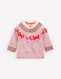 Edie Fair Isle Cardigan-Vintage Pink Bows