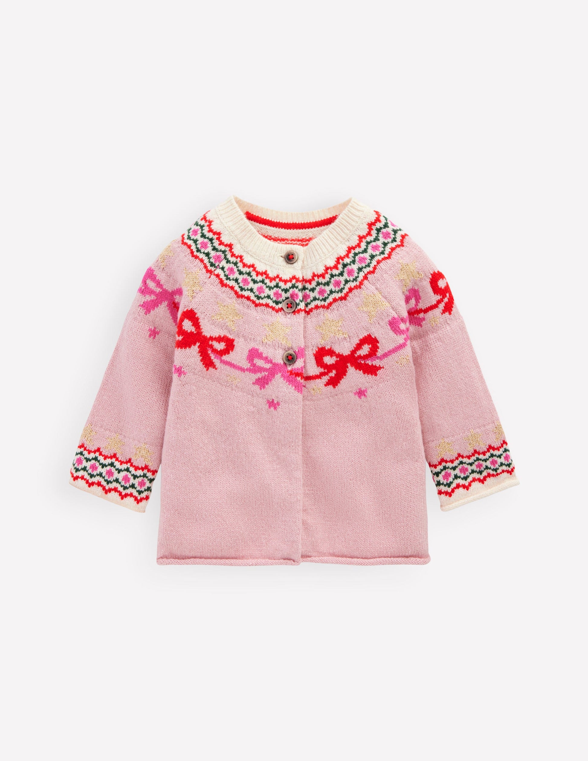 Edie Fair Isle Cardigan-Vintage Pink Bows-1