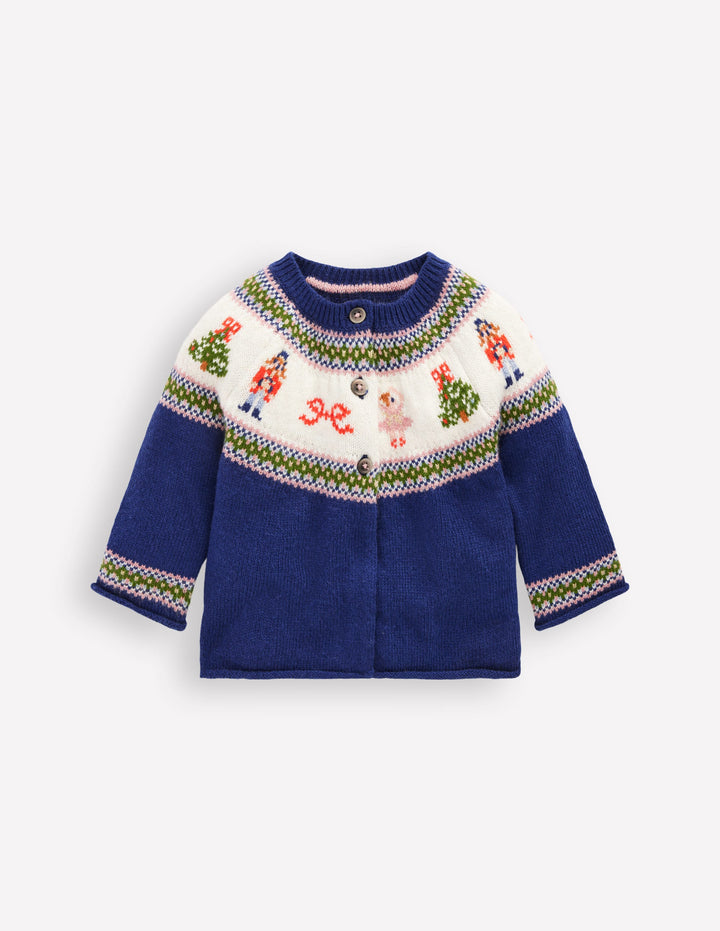 Edie Fair Isle Cardigan-College Navy Nutcracker
