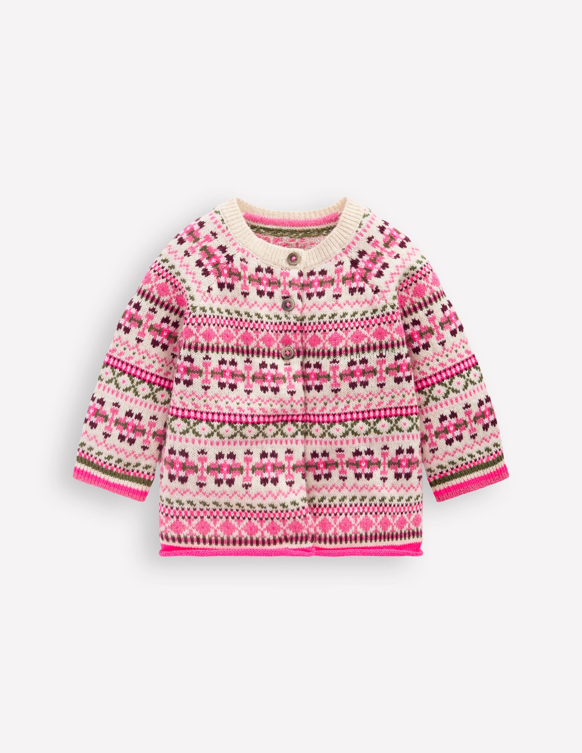 Edie Fair Isle Cardigan-Oatmeal Heritage Fair Isle - Image 1