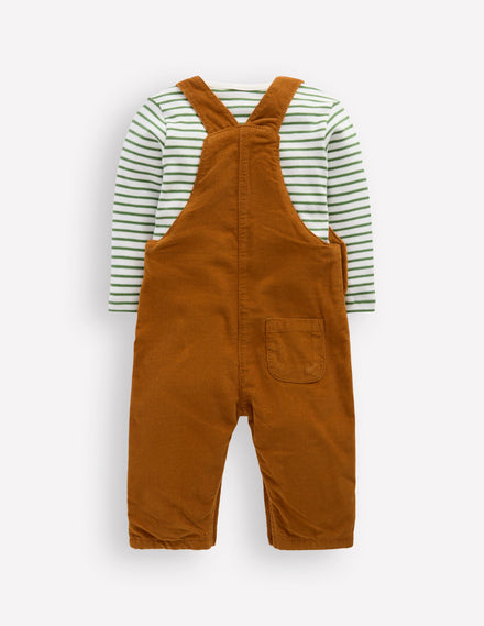 Cord Dungaree Set-Brown Dog