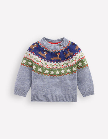 Fair isle Jumper-Blue Festive Reindeer-1