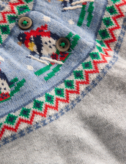 Knitted Play Set-Grey Marl Skiing Penguins-3