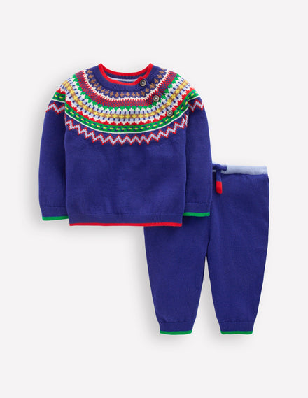 Knitted Play Set-Sapphire Blue Fair Isle