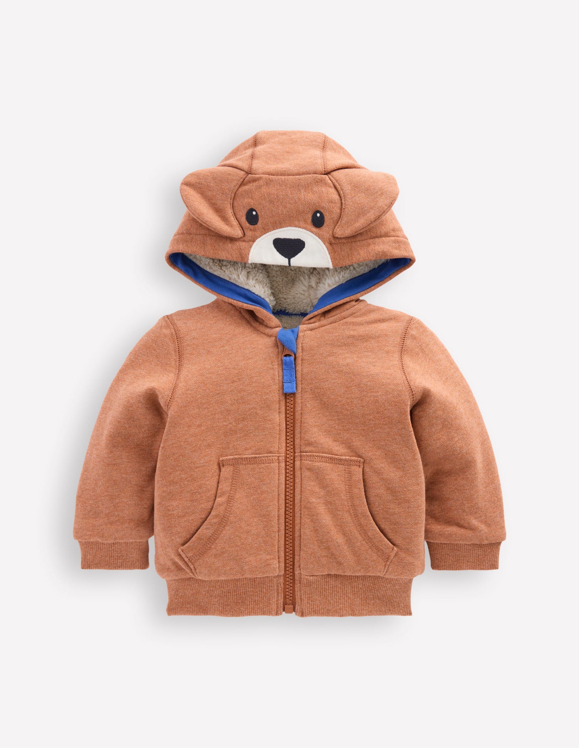 Shaggy Lined Novelty Hoodie-Brown Dog-1