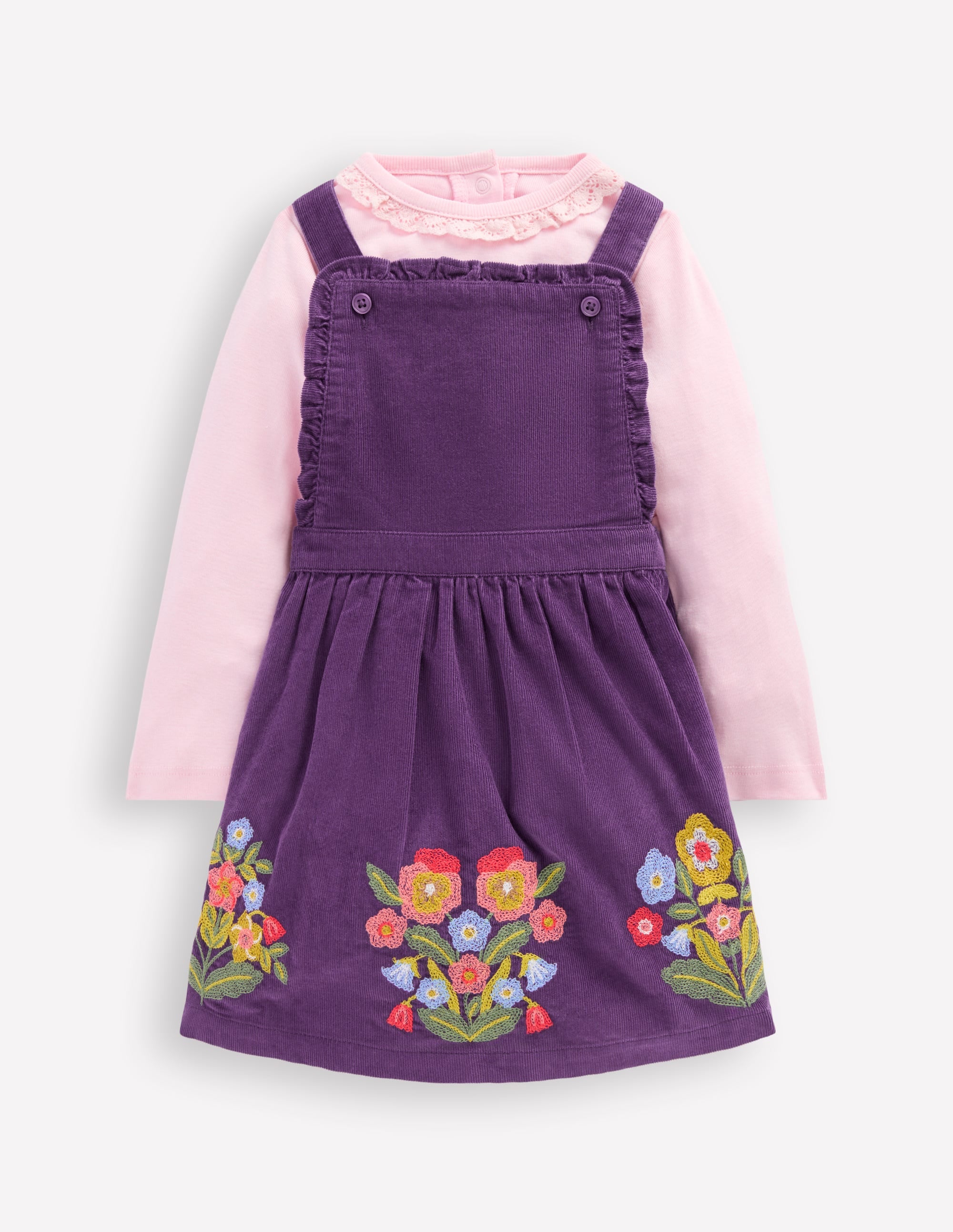 Embroidered Woven Pinnie Set-Mystic Purple - Image 1