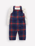 Front Pocket Romper Set-Navy Check