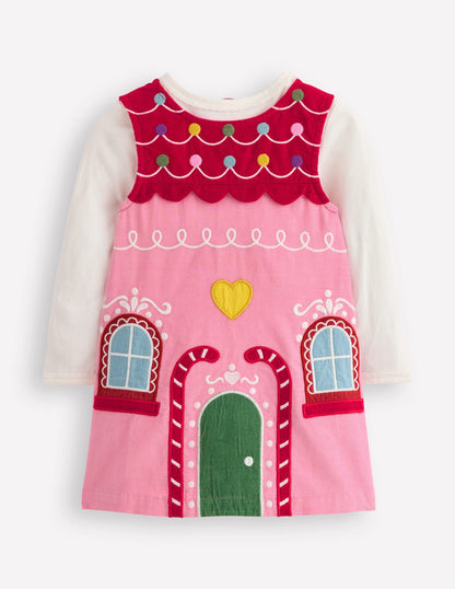 Novelty Cord Dress Set-Gingerbread House-1