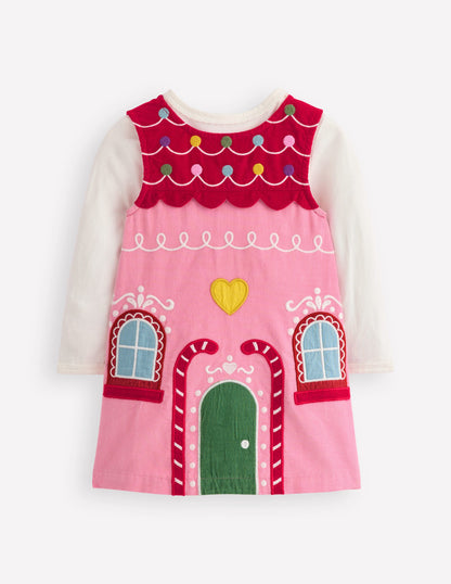 Novelty Cord Dress Set-Gingerbread House-1