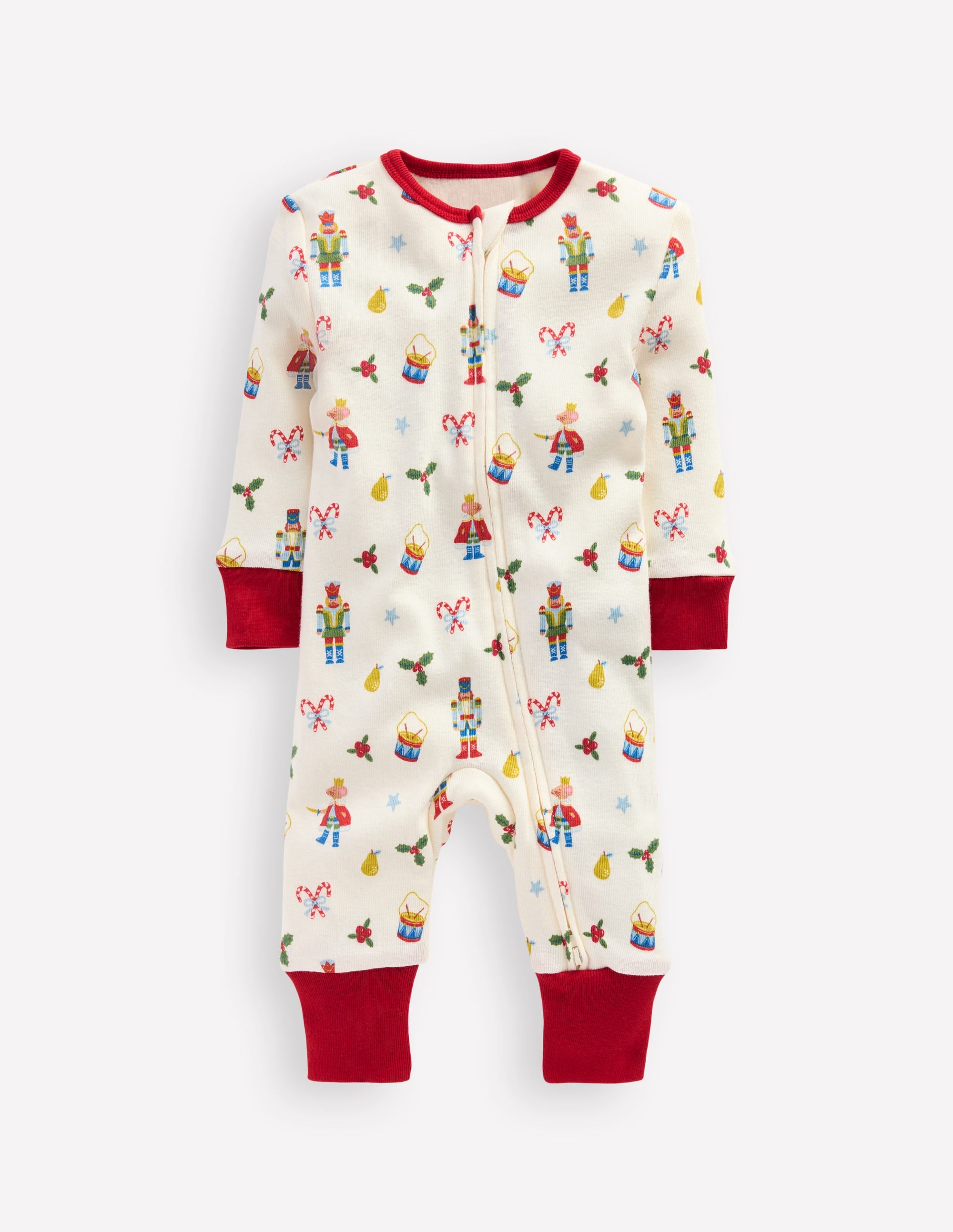 All-in-One Jersey Romper-Ivory Festive - Image 1