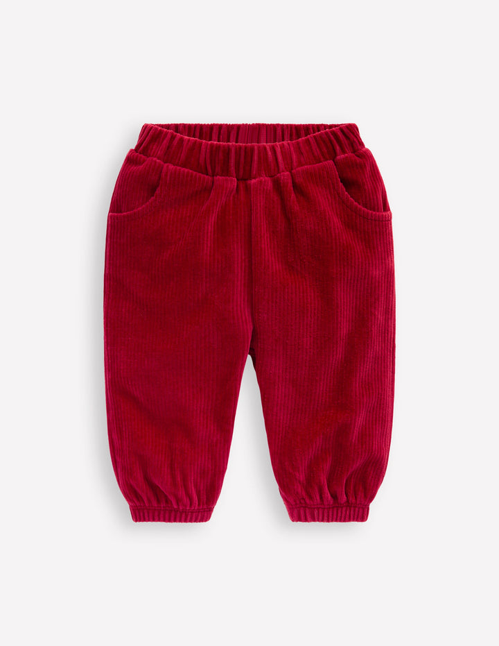 Jersey Cord Trousers-Carmine Red