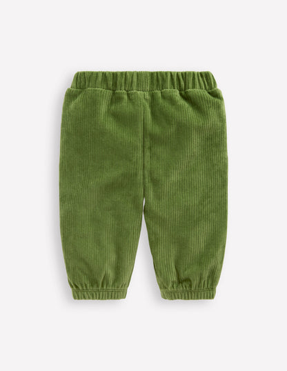Jersey Cord Trousers-Broccoli Green-2