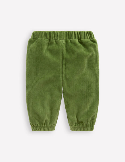 Jersey Cord Trousers-Broccoli Green