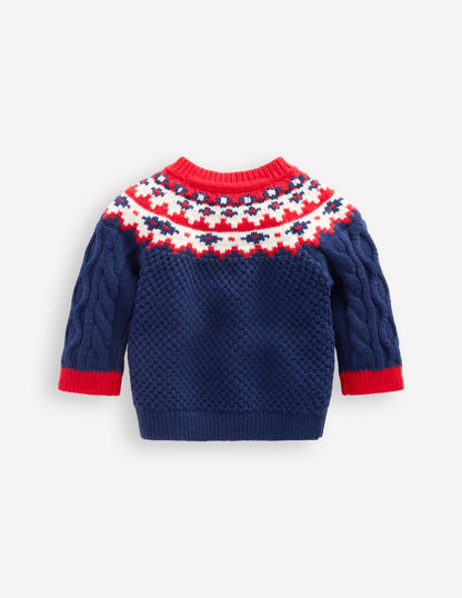Fair Isle Cable Jumper-College Navy Fair Isle-2