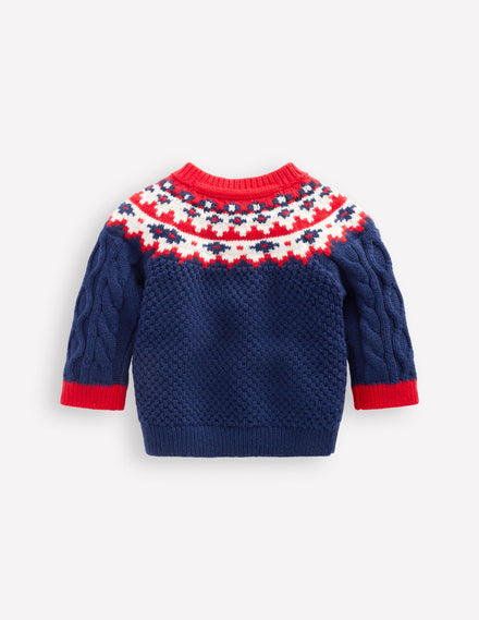 Fair Isle Cable Jumper-College Navy Fair Isle