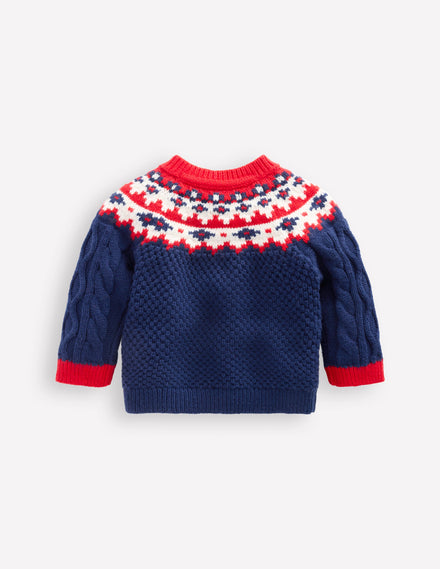 Fair Isle Cable Jumper-College Navy Fair Isle