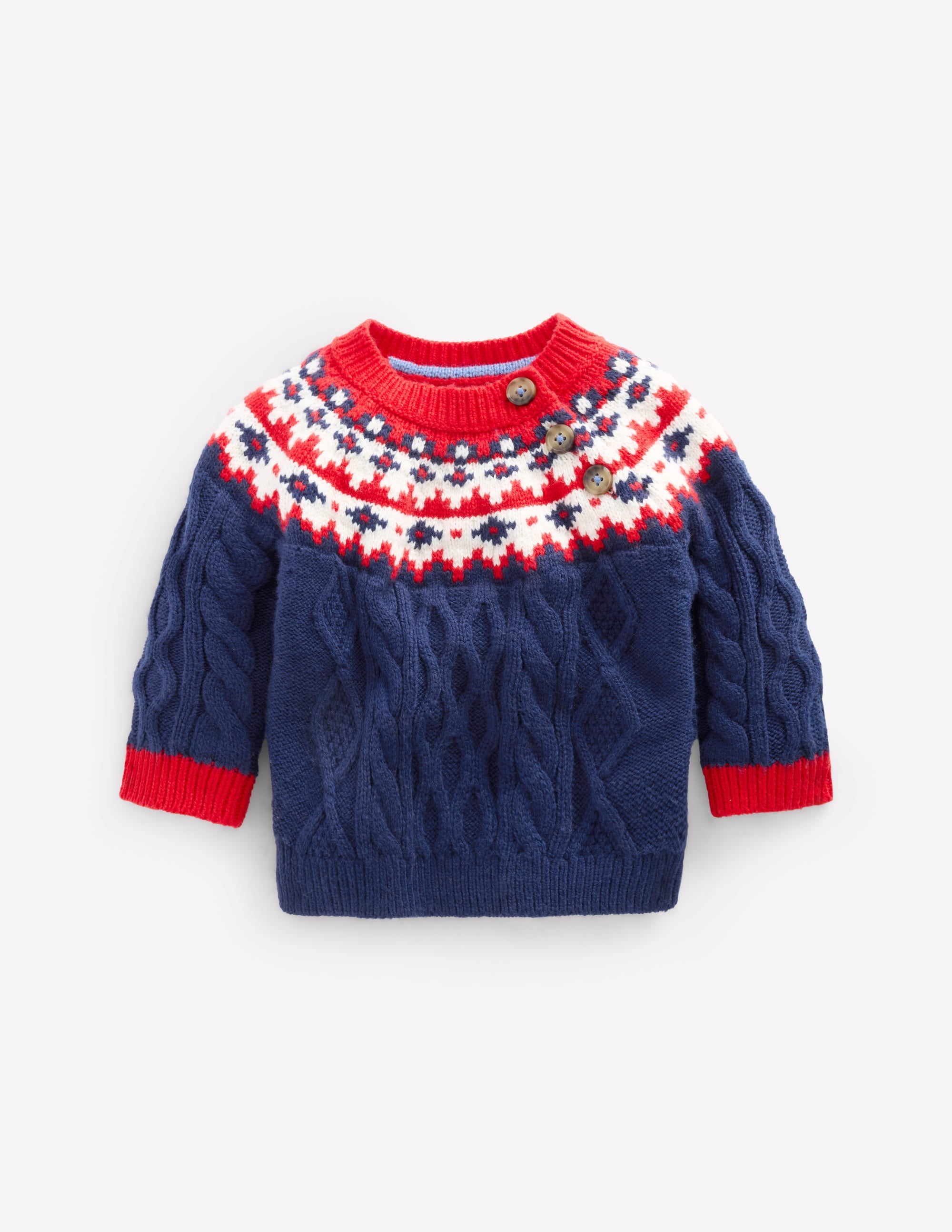 Fair Isle Cable Jumper-College Navy Fair Isle - Image 1