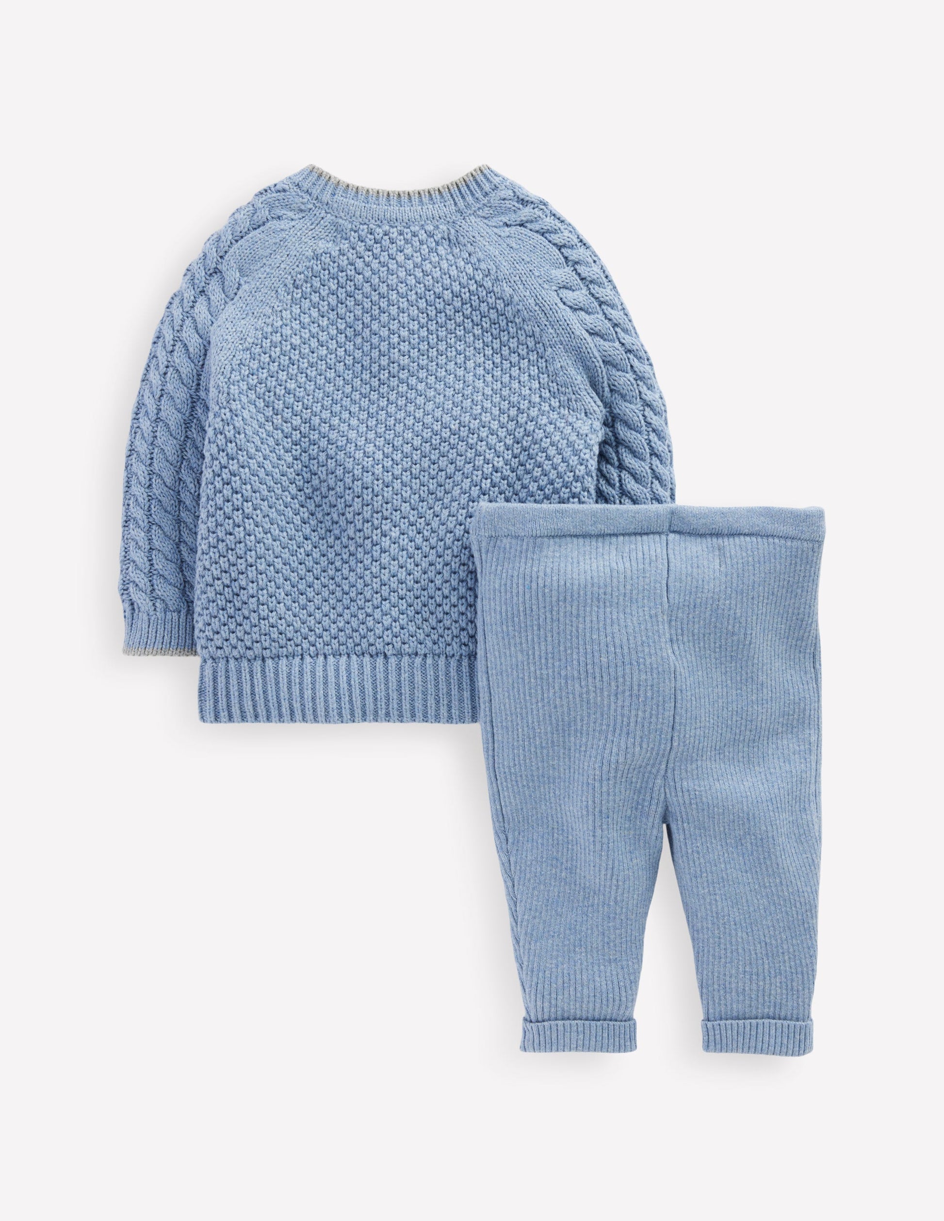 Cable Knitted Play Set-Glacier Blue Marl-2