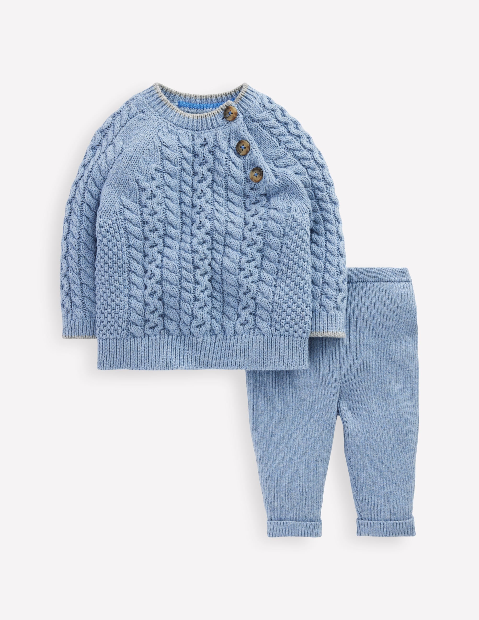Cable Knitted Play Set-Glacier Blue Marl - Image 1