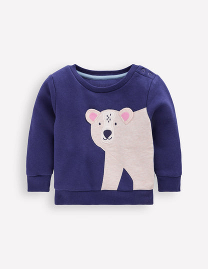 Boys Appliqué Sweatshirt-Navy Polar Bear-1