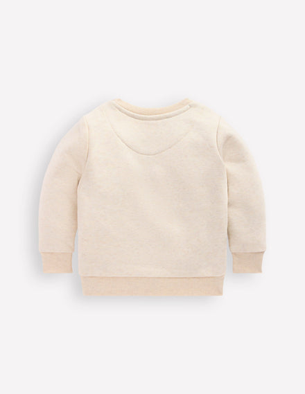 Boys Appliqué Sweatshirt-Oatmeal Marl Dinosaur