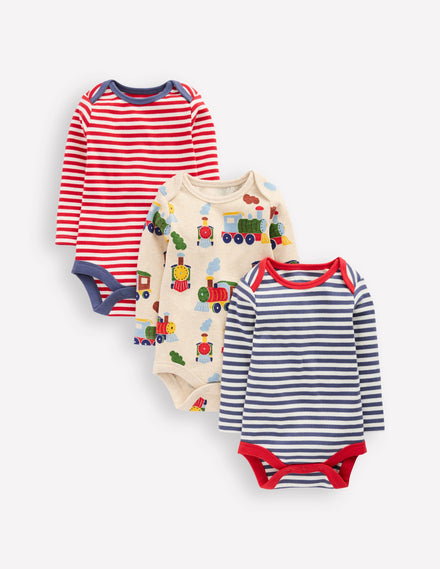 3-pack Ribbed Bodies-Oatmeal Marl Trains