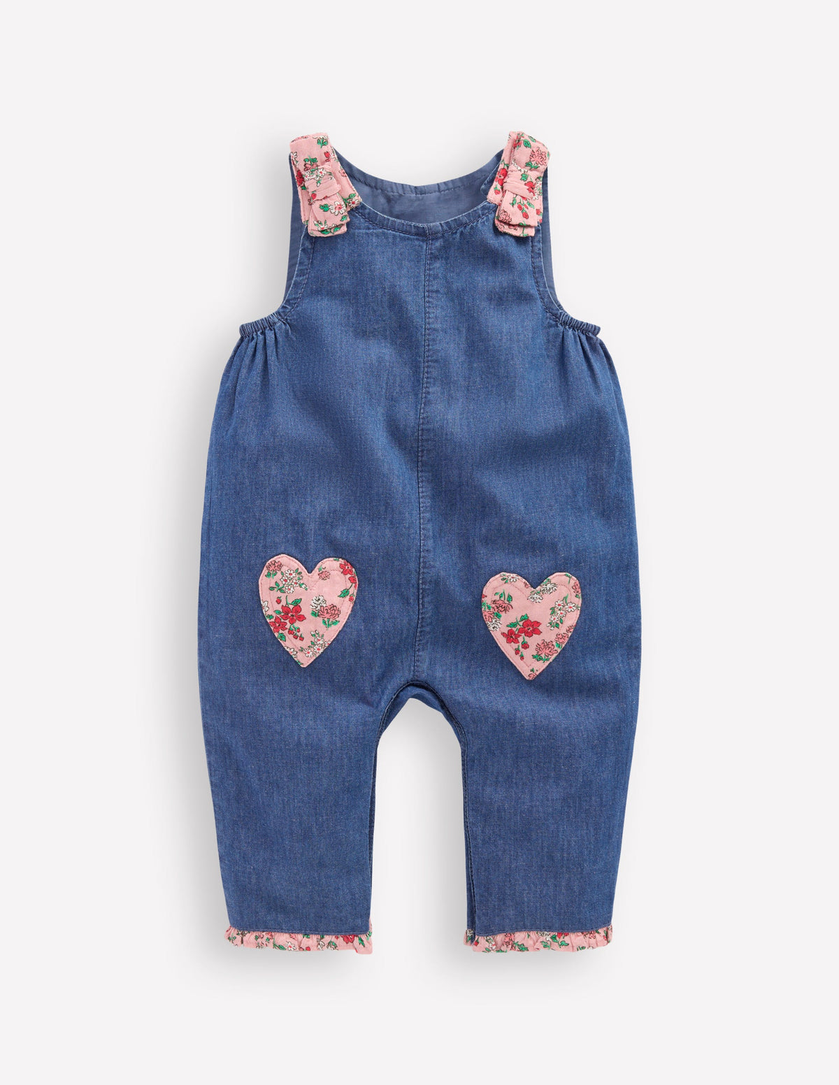 Chambray Romper-Chambray Floral Hearts - Image 1