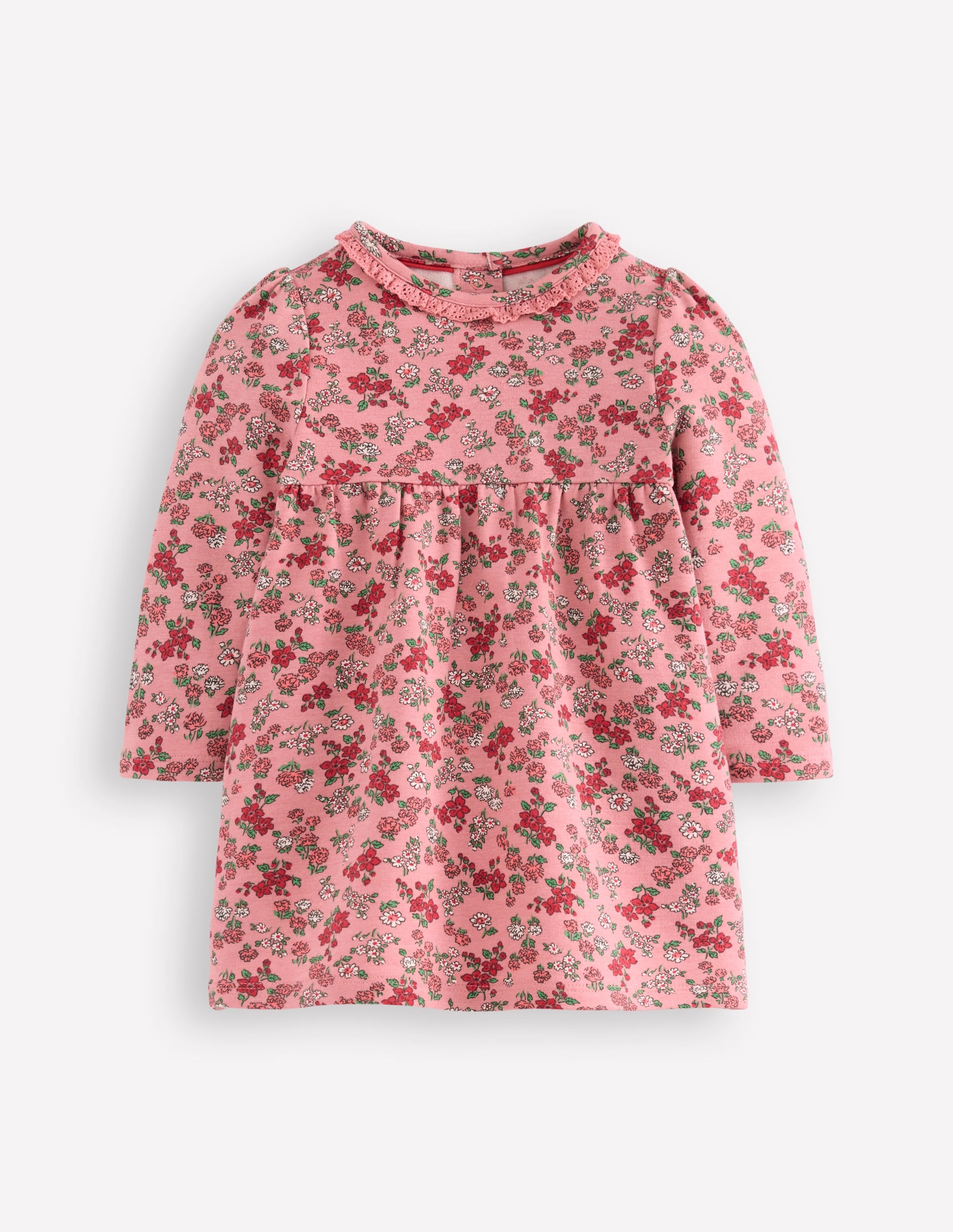Sweatshirt Dress-Strawberry Pink Flower Meadow - Image 1