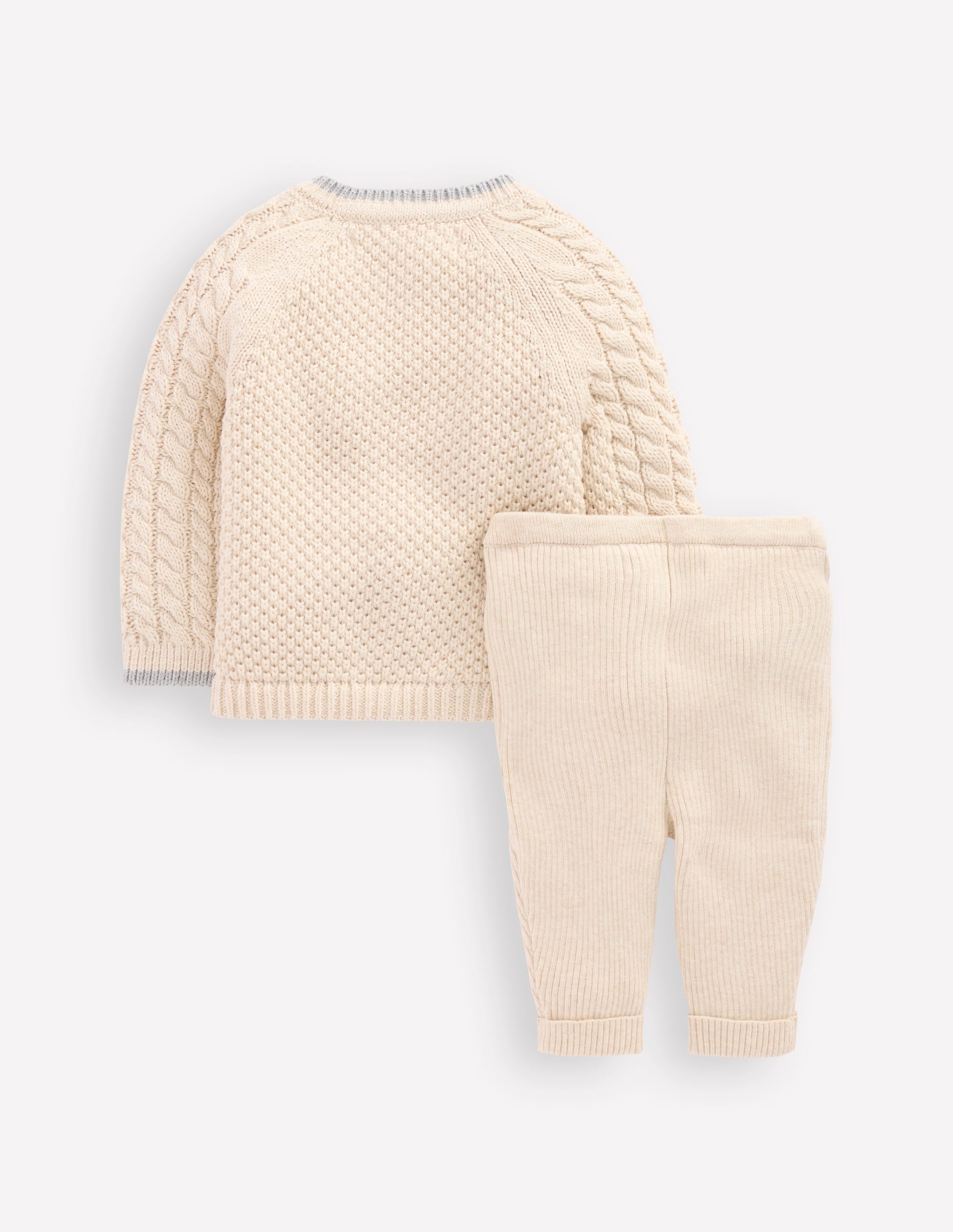 Cable Knitted Play Set-Oatmeal Marl - Image 2
