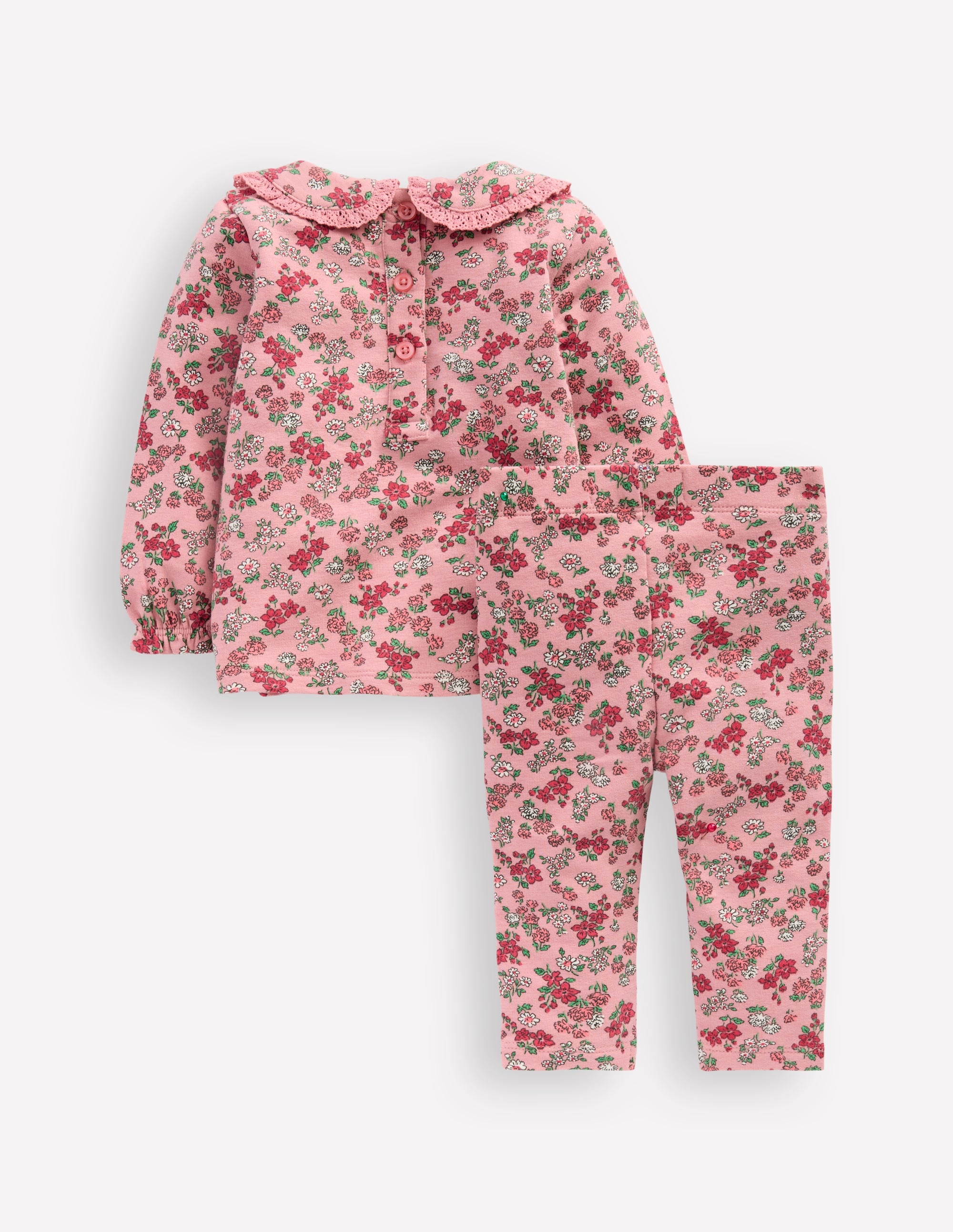 Pretty Collar Sweat Set-Pink Floral - Image 2