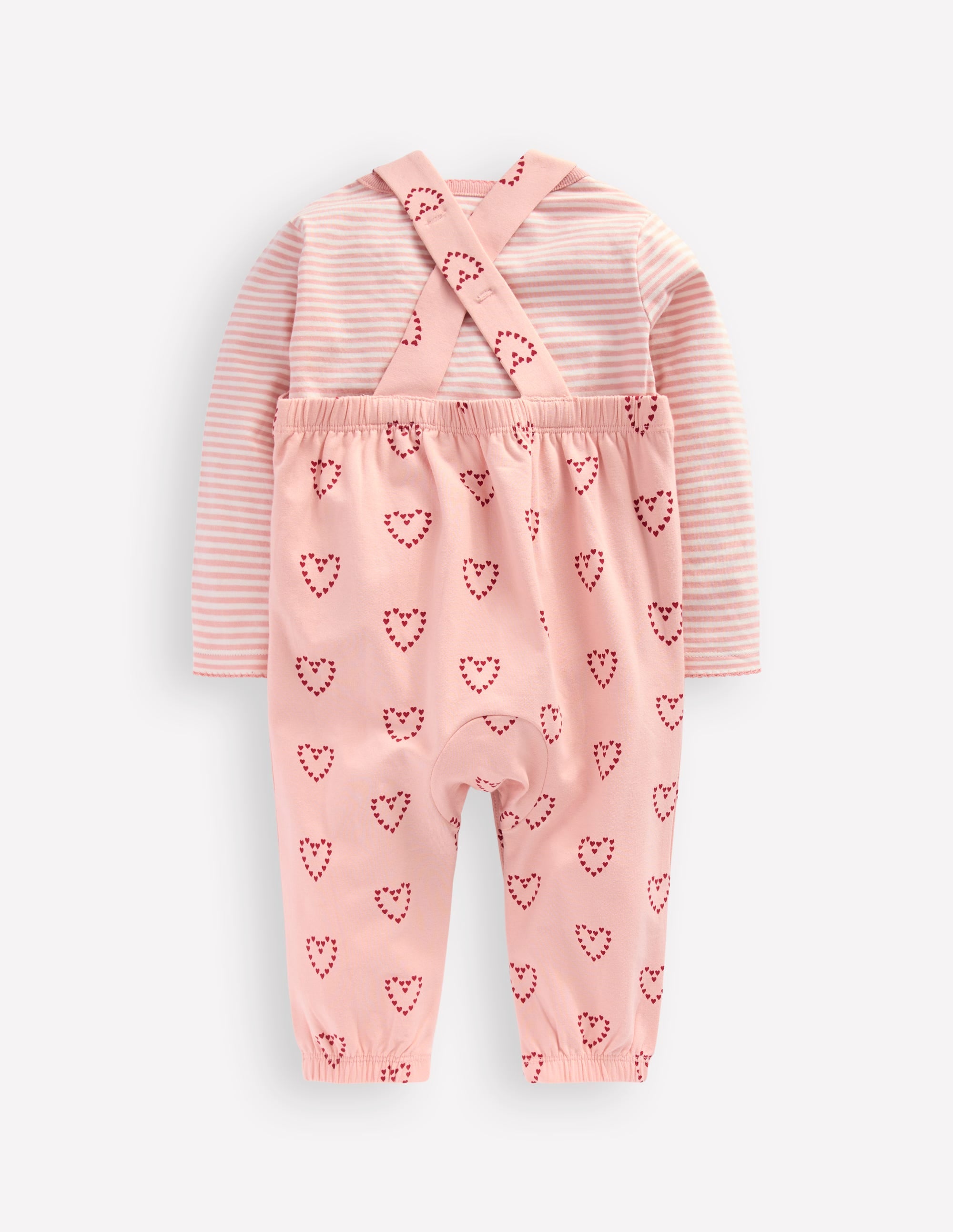 Jersey Dungarees Set-Pink Hearts - Image 2