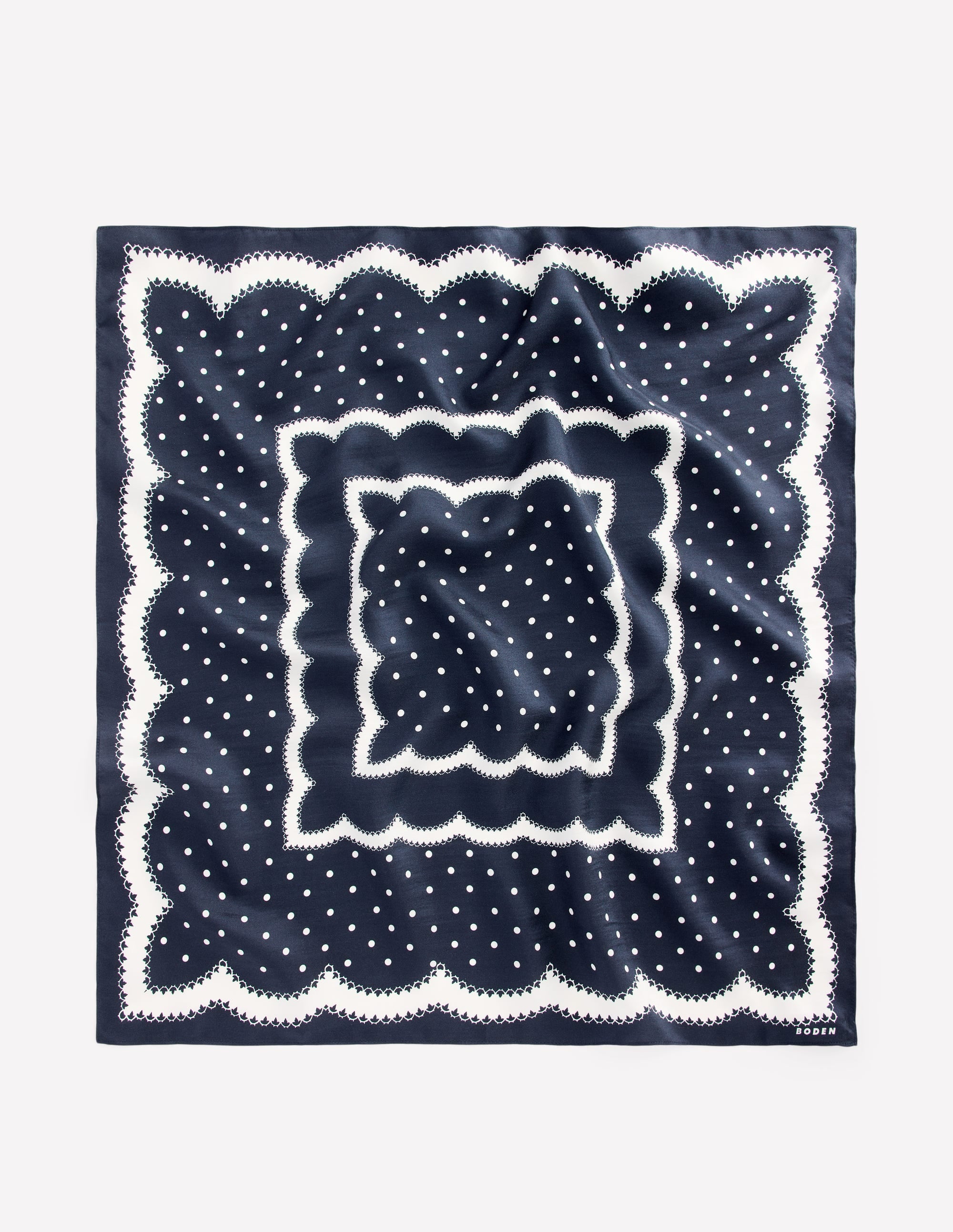 Elisabeth Silk Square Scarf-Navy - Image 3