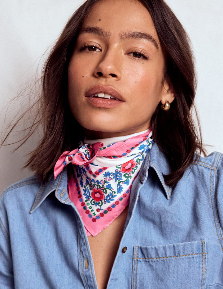 Elisabeth Silk Square Scarf-Multi, Ornamental Lattice