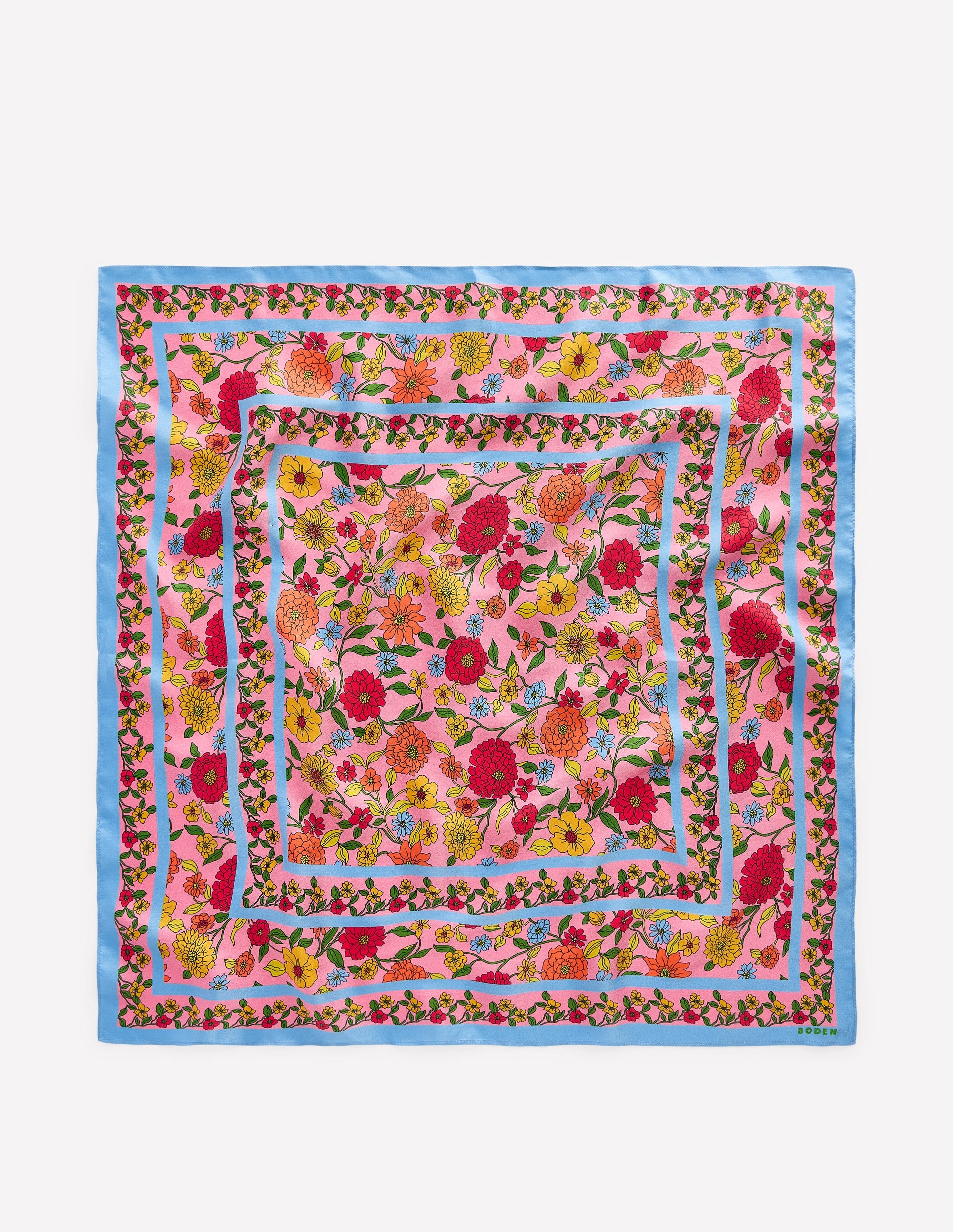 Elisabeth Silk Square Scarf-Multi, Dahlia Trail Scarf - Image 3