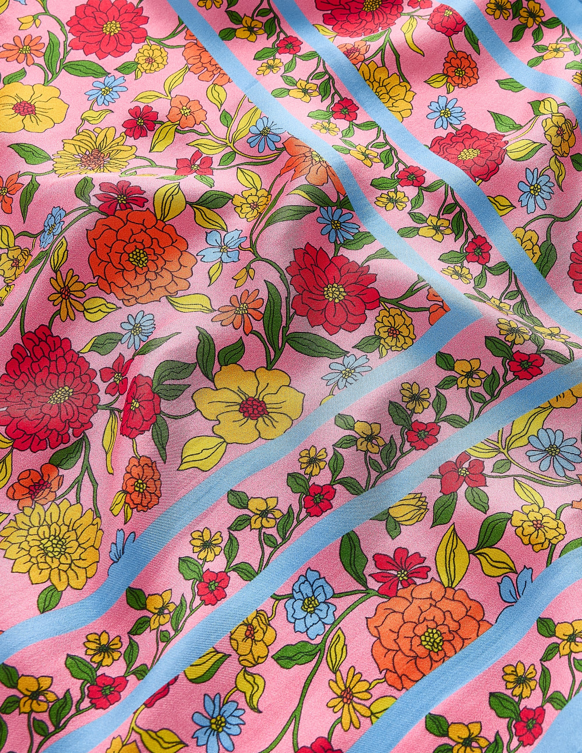 Elisabeth Silk Square Scarf-Multi, Dahlia Trail Scarf - Image 4