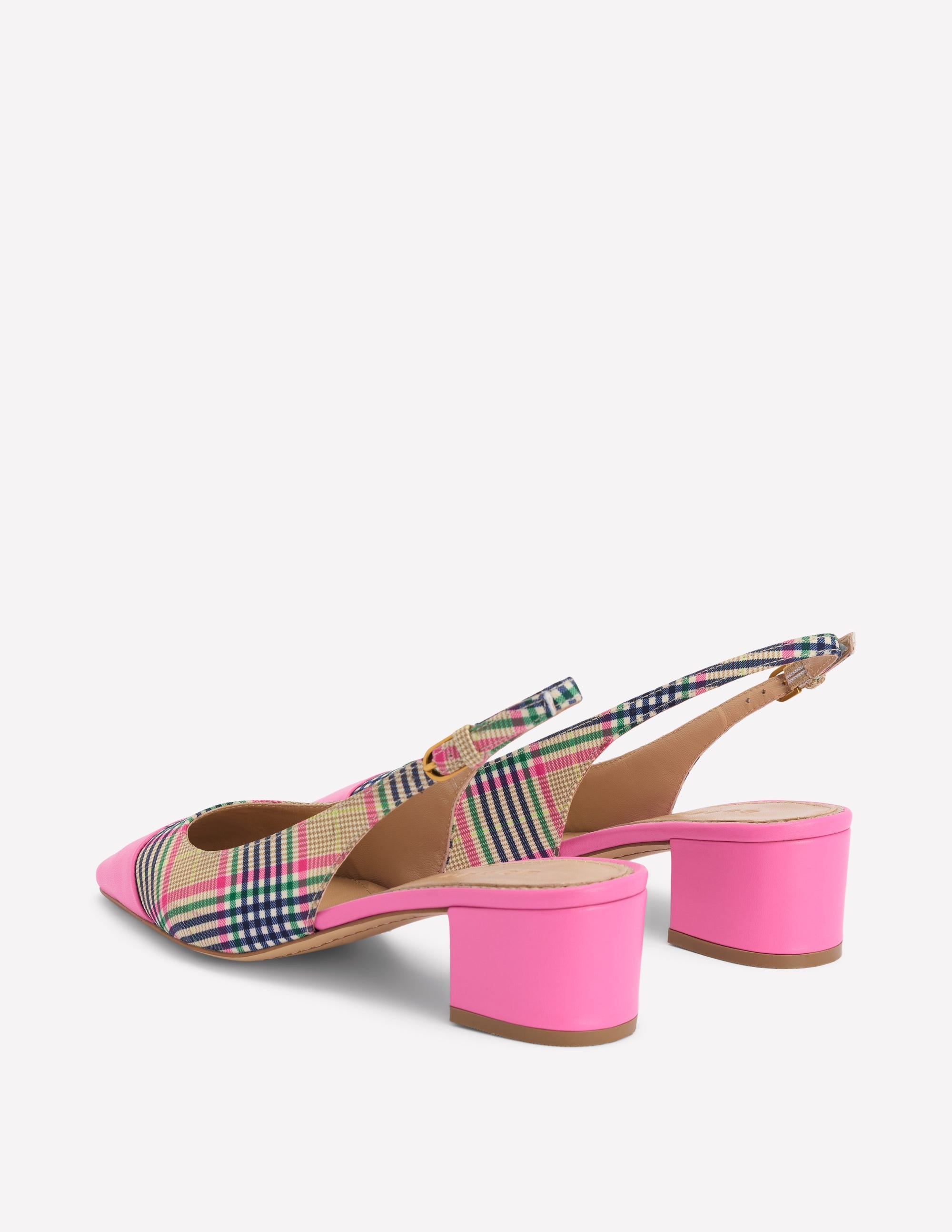 Ailsa Block Heel Slingbacks-Multi Check - Image 5