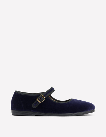 Flexi Mary Jane-Navy Velvet-1