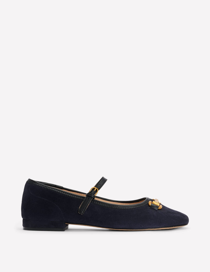 Iris Snaffle Mary Jane Flats-Dark Navy