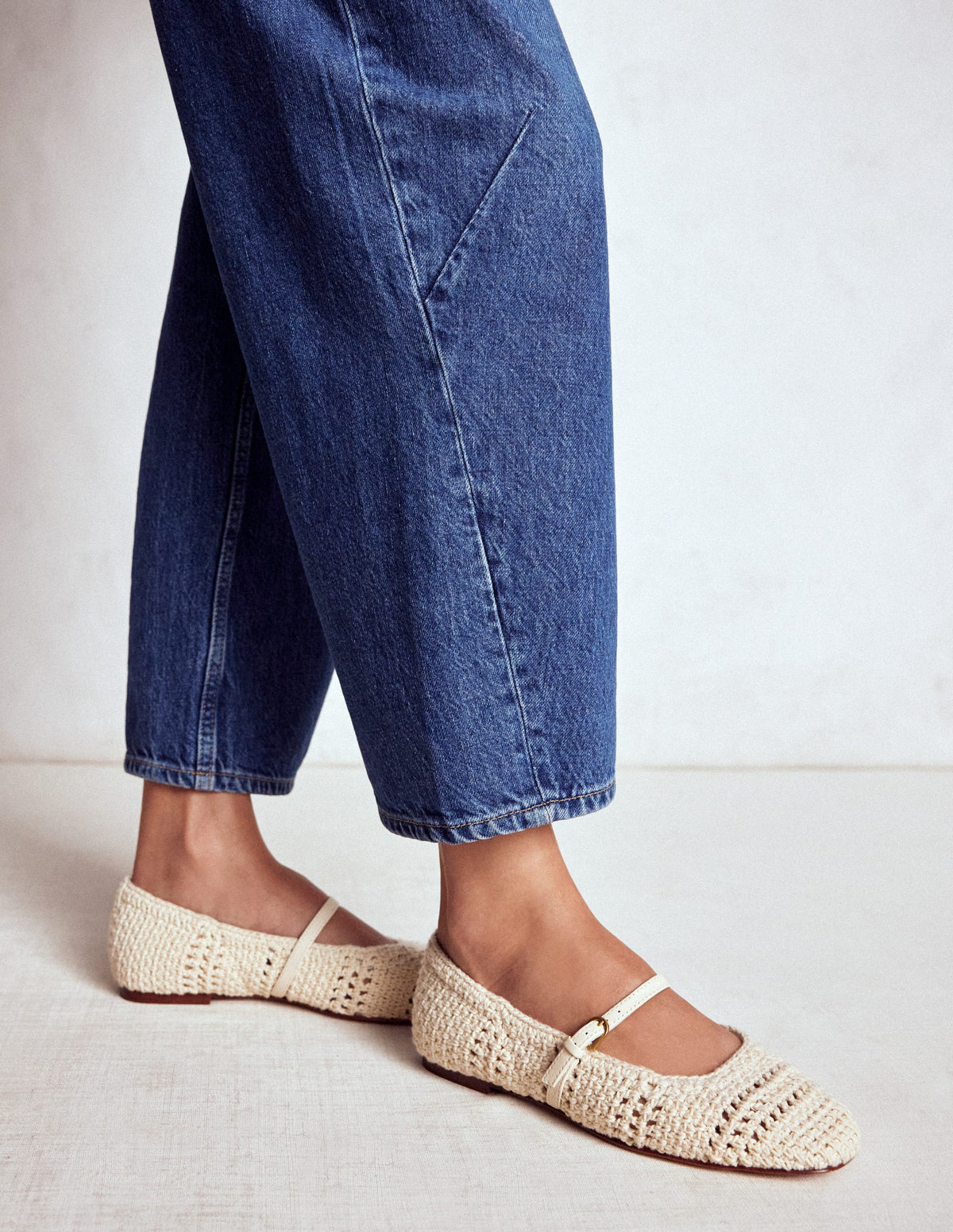 Crochet Mary Jane Flats-Ecru - Image 3